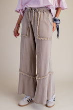 Load image into Gallery viewer, Easel Mineral Washed Frayed Edge Terry Knit Pants in Mushroom
