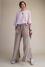 Load image into Gallery viewer, Easel Mineral Washed Frayed Edge Terry Knit Pants in Mushroom
