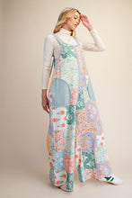 Load image into Gallery viewer, Easel Patchwork Print Thermal Knit Jumpsuit in Blue Combo

