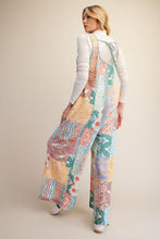 Load image into Gallery viewer, Easel Patchwork Print Thermal Knit Jumpsuit in Blue Combo
