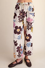 Load image into Gallery viewer, Easel Floral Print Mineral Washed Terry Pants in Khaki
