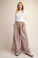Easel Ruffle Bottom Washed Baby Corduroy Pants in Khaki