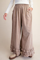 Easel Ruffle Bottom Washed Baby Corduroy Pants in Khaki