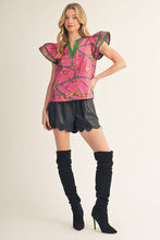 Load image into Gallery viewer, Jodifl Abstract Metallic Jacquard Top in Magenta
