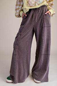 【即日発送】JOSEMOON OIL FADE CARGO PANTS Easel Mineral Washed Terry Knit Cargo Pants in Dark Mocha ON ORDER