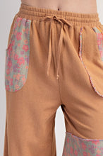 Load image into Gallery viewer, Easel Terry Knit and Floral Knit Pants in Camel
