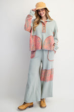 Load image into Gallery viewer, Easel Terry Knit and Floral Knit Pants in Sage
