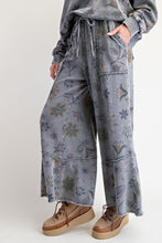 Load image into Gallery viewer, Easel Mineral Washed Terry Knit Floral Print Pants in Ash ON ORDER
