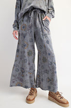 Load image into Gallery viewer, Easel Mineral Washed Terry Knit Floral Print Pants in Ash ON ORDER
