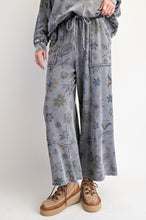 Load image into Gallery viewer, Easel Mineral Washed Terry Knit Floral Print Pants in Ash ON ORDER
