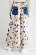 Load image into Gallery viewer, Easel Mineral Washed Terry Knit Floral Print Pants in Ecru
