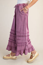 Load image into Gallery viewer, Easel Ruffle Detailed Mineral Washed Terry Knit Pants in Raspberry
