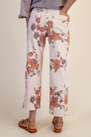 Easel Floral Print Barrel Pants in Light Khaki