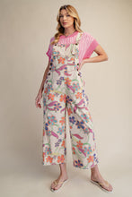 Load image into Gallery viewer, Easel Floral Printed Vintage Washed Overalls in Ecru
