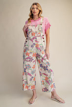 Load image into Gallery viewer, Easel Floral Printed Vintage Washed Overalls in Ecru
