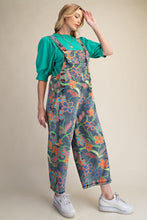 Load image into Gallery viewer, Easel Floral Printed Vintage Washed Overalls in Washed Denim
