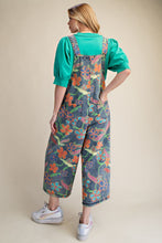 Load image into Gallery viewer, Easel Floral Printed Vintage Washed Overalls in Washed Denim
