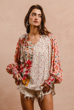 Load image into Gallery viewer, BiBi Mix n Match Floral and Abstract Print Peasant Top in Rose Mix
