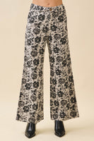 LovLov Vintage Washed Denim Floral Pants in Charcoal Floral