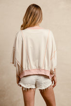 Load image into Gallery viewer, BiBi OVERSIZED Top with Leopard Print Letter Patchwork TEXAS  in Oatmeal/D.Rose
