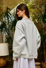 Load image into Gallery viewer, BucketList 'TN' Striped Embroidered Mock Neck Sweatshirt in Heather Grey
