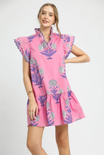 Load image into Gallery viewer, Umgee Bold Floral Print Mini Dress in Pink Mix
