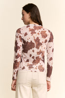 Davi & Dani Sheer Mesh Top in Cow Print