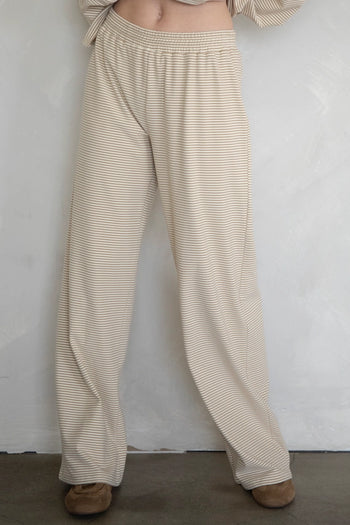 Things Between "DANI" Striped Fleece Pants in Beige