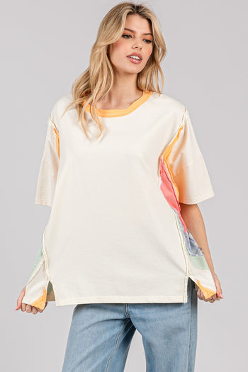 Sage+Fig Sunset Colorblock OVERSIZED Top in Cream