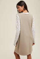 Wishlist Brushed Knit Sweater Mini Dress in Stone