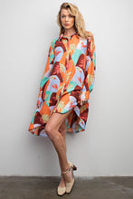Load image into Gallery viewer, Easel Blossom Printed Button Down Shirt Dress in Aqua Coffee Shirts &amp; Tops Easel   
