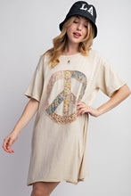 Load image into Gallery viewer, Easel Peace Patched Cotton Jersey Tunic Top in Ecru ON ORDER Dress Easel   
