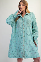 Load image into Gallery viewer, Easel Cotton Gauze Mixed Floral Print Dress in Atlantis Green
