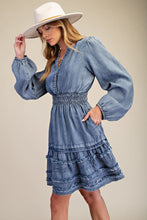 Load image into Gallery viewer, Easel Chambray Mini Dress in Washed Denim

