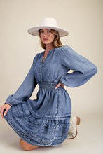 Load image into Gallery viewer, Easel Chambray Mini Dress in Washed Denim

