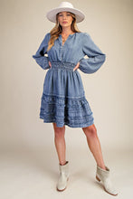 Load image into Gallery viewer, Easel Chambray Mini Dress in Washed Denim
