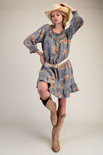Load image into Gallery viewer, Easel Floral Print Washed Chambray Dress in Ash Denim
