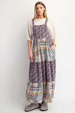 Load image into Gallery viewer, Easel Mixed Print Patchwork Overall Maxi Dress in Navy
