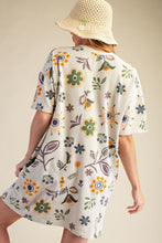 Load image into Gallery viewer, Easel Signature Floral Print and Daisy Patched Terry Knit Dress in Ecru
