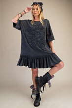 Load image into Gallery viewer, Easel Crochet Flower Casual Dress in Black
