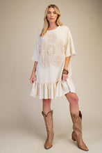Load image into Gallery viewer, Easel Crochet Flower Casual Dress in Natural
