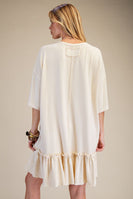 Easel Crochet Flower Casual Dress in Natural