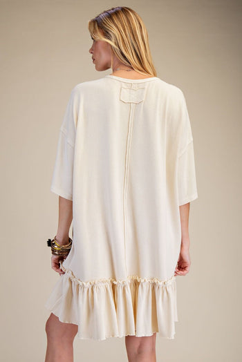 Easel Crochet Flower Casual Dress in Natural