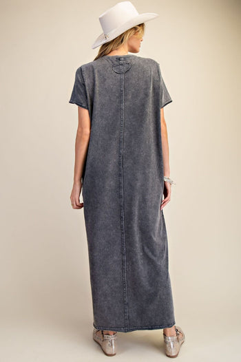 Easel Mineral Washed Maxi Dress in Ash