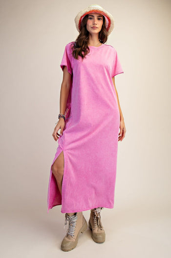 Easel Mineral Washed Maxi Dress in Orchid