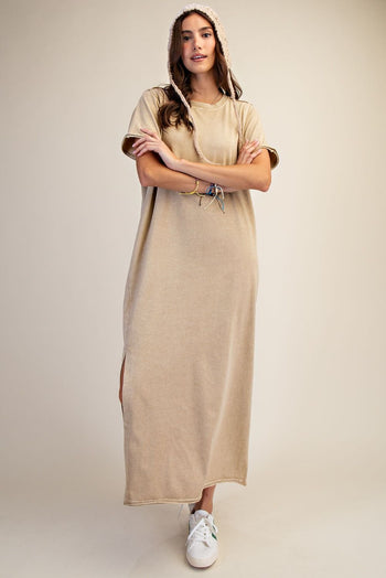 Easel Mineral Washed Maxi Dress in Toast