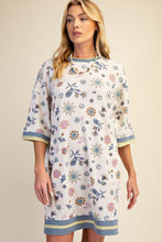 Load image into Gallery viewer, Easel Signature Floral Print Waffle Knit Dress in Lilac Blue
