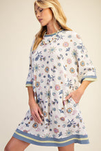 Load image into Gallery viewer, Easel Signature Floral Print Waffle Knit Dress in Lilac Blue
