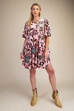 Load image into Gallery viewer, Easel Floral Print Stretch Velvet Dress in Rose Brown
