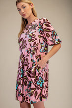 Load image into Gallery viewer, Easel Floral Print Stretch Velvet Dress in Rose Brown
